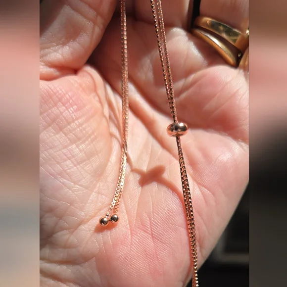 Gemstone Natural Sterling & Rosegold Butterfly Adjustable Necklace - Picture 8 of 12